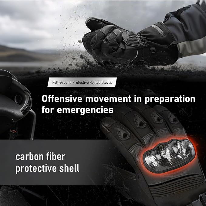Heated Motorcycle Gloves for Men Women, 5V 5000mAh Rechargeable Battery, Upgraded Waterproof Windproof Non-Slip & Touchscreen Compatible, for Motorcycle Riding, Skiing, Hiking, Fishing, Hunting