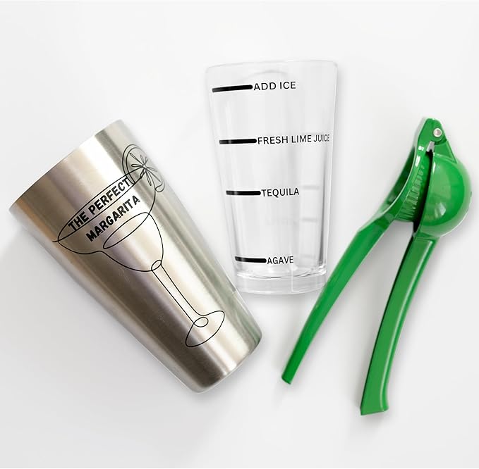 The Perfect Margarita | Easy to Use Margarita Cocktail Shaker Kit | Single & Double Recipes | No Jiggers or Measuring Tool...