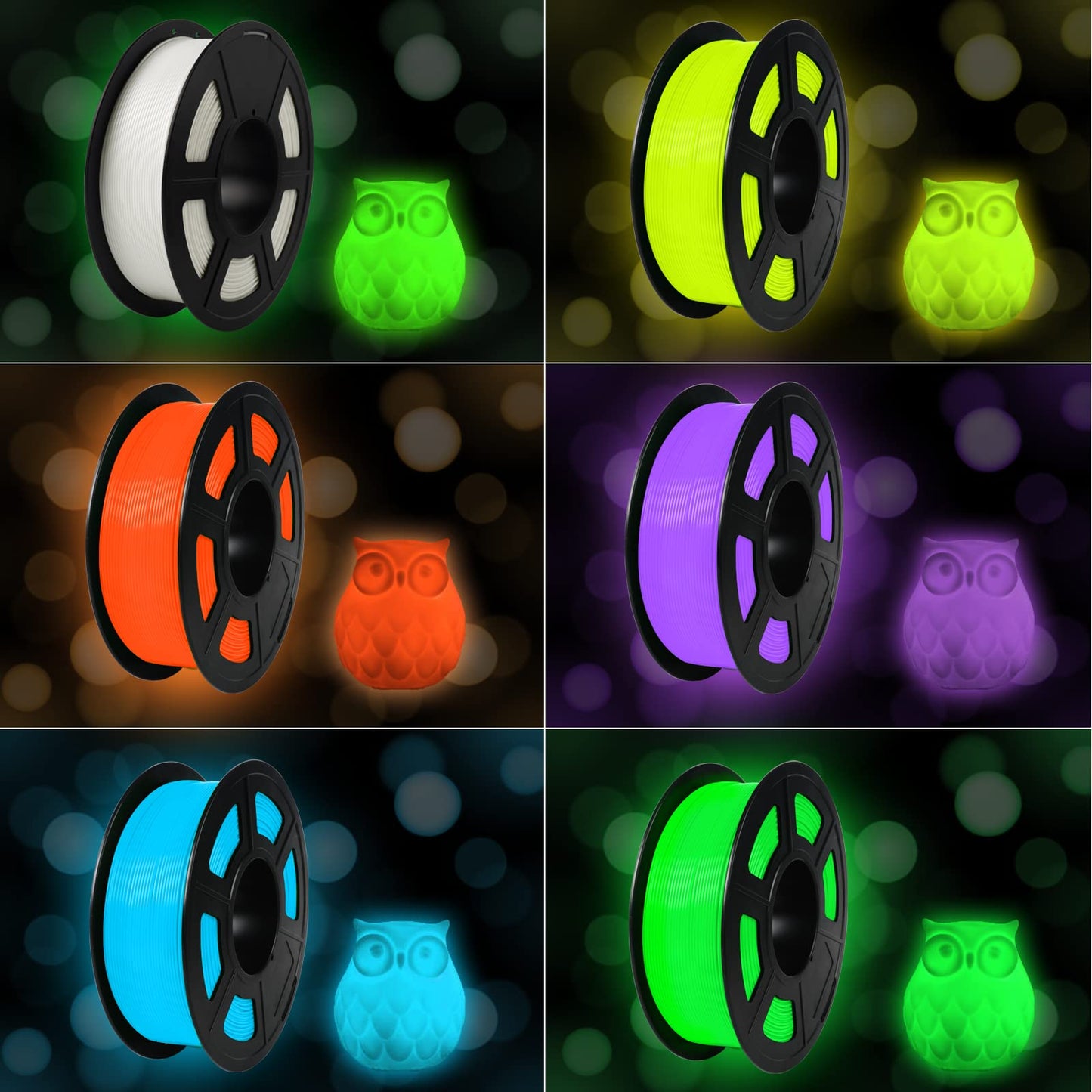 SUNLU Glow in The Dark PLA Filament, Neatly Wound Luminous PLA 3D Printer Filament 1.75mm Dimensional Accuracy +/- 0.02mm, Fit Most FDM 3D Printers, 1kg Spool (2.2lbs), (White PLA, Glow Green)