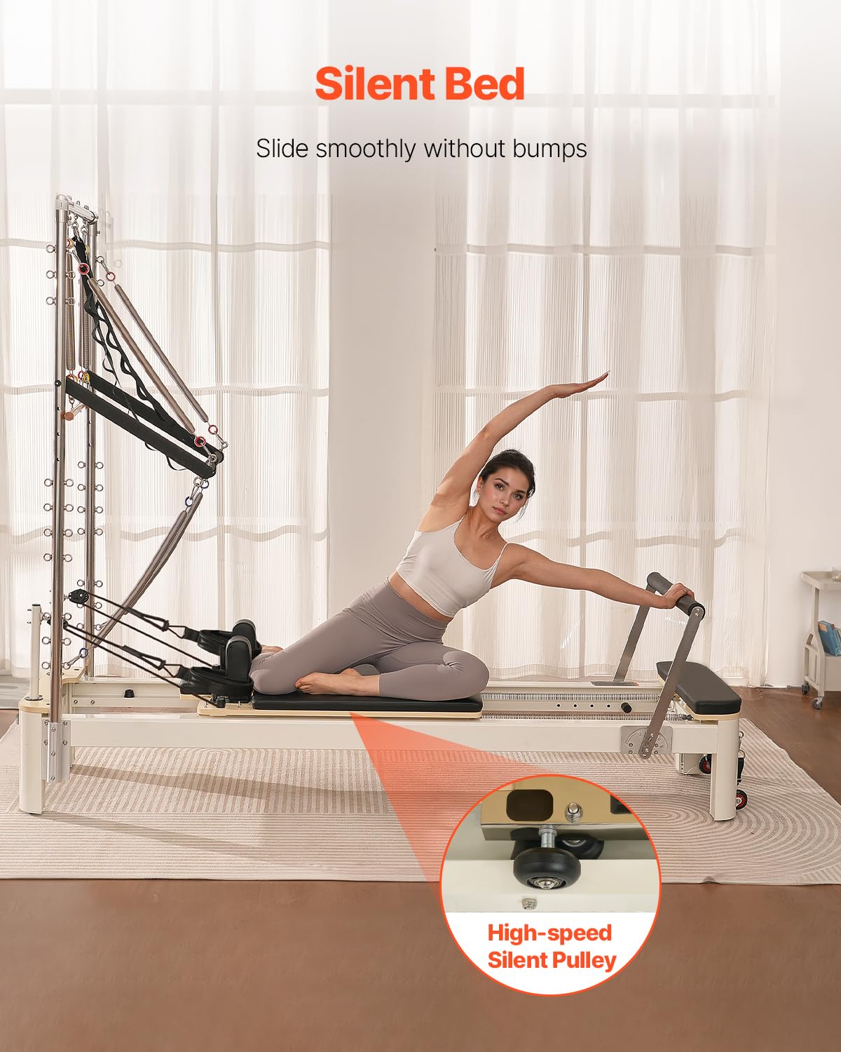 VEVOR Pilates Reformer, Pilates Machine for Home Gym Studio Use, Strength Training Workout Equipment with Dual Resistance, Reformer Box, and Jump Board, for Advanced Users and Beginners, Up to 400 LBS