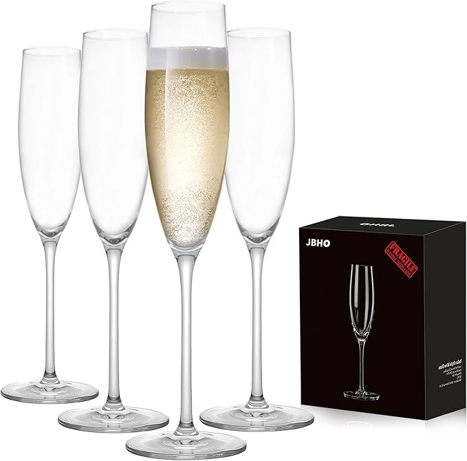 JBHO Champagne Glasses-Elegant Flutes-Gift-Box-Hand Blown Champagne Flutes Glass-100% Lead-Free Premium Crystal - Gift Ide...