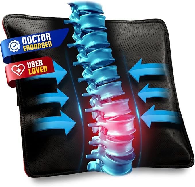 AJUVIA Back Vitalizer Lumbar Support Pillow | 3000+ Doctor Trusted Ergonomic Pillow Support for Office Chair, Home & Car | 3 Second Pain Relief, Better Posture, Sciatica & Lower Back Relief