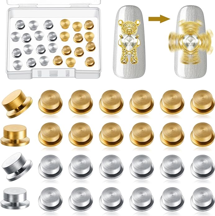 Leelosp 30 Pieces Spinning Nail Charms Nail Art Rotating Charm Bearing Art Tool Rings Jewelry Rotating Tools 3D for Women Girls Crafting Jewelry Accessories