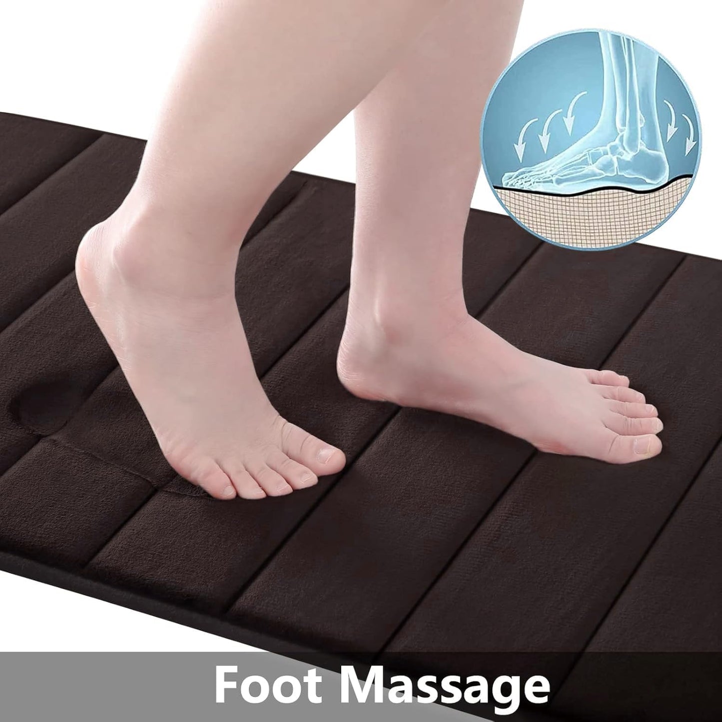 Buganda Memory Foam Bath Mat, 30" x 20", Ultra Soft and Non-Slip Bathroom Rugs, Water Absorbent and Machine Washable Bath Rug for Bathroom, Shower, and Tub, Brown