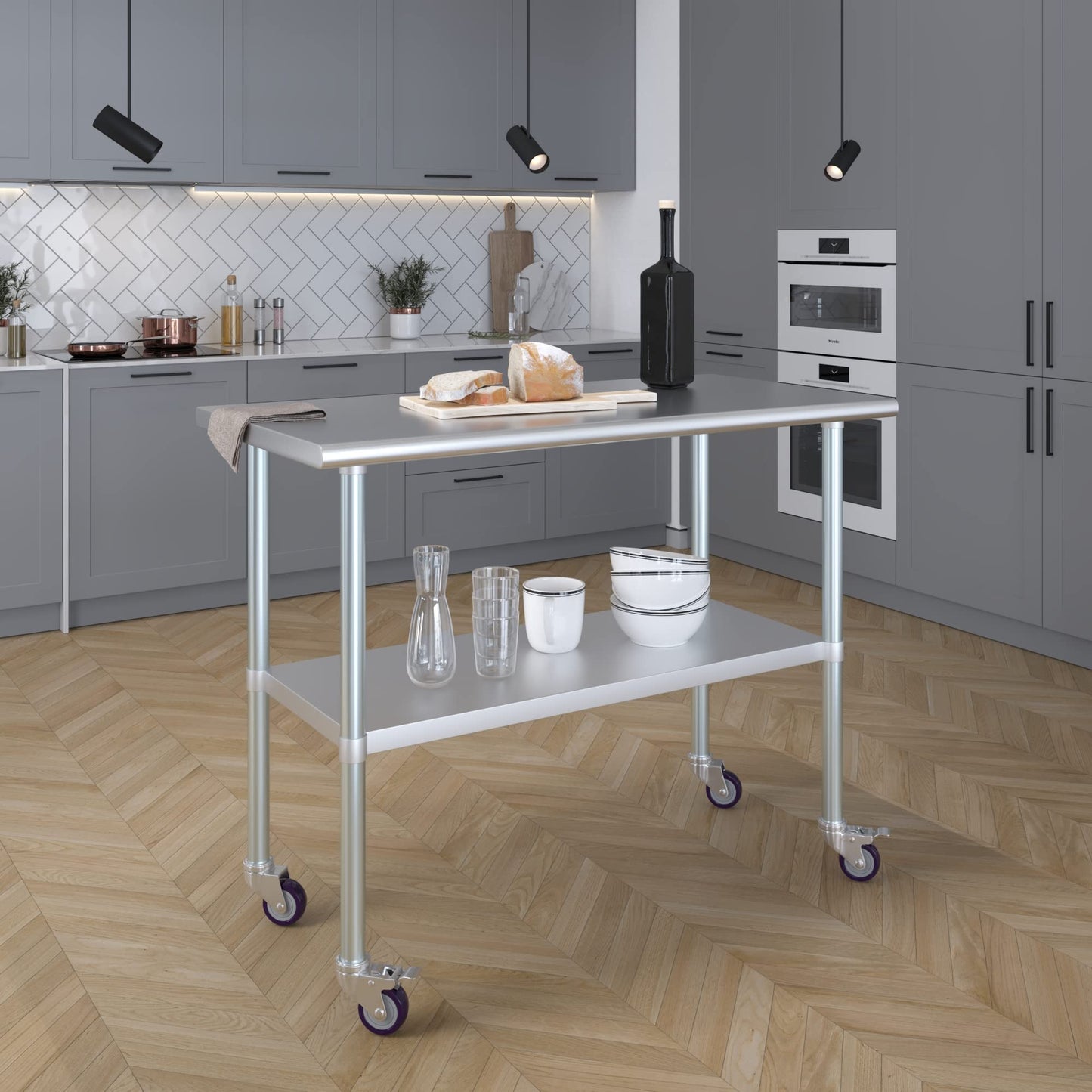 Stainless Steel Table + Add Casters | Choose from 43 Sizes | NSF Metal Work Table for Kitchen Prep Utility | Commercial and Residential Applications.