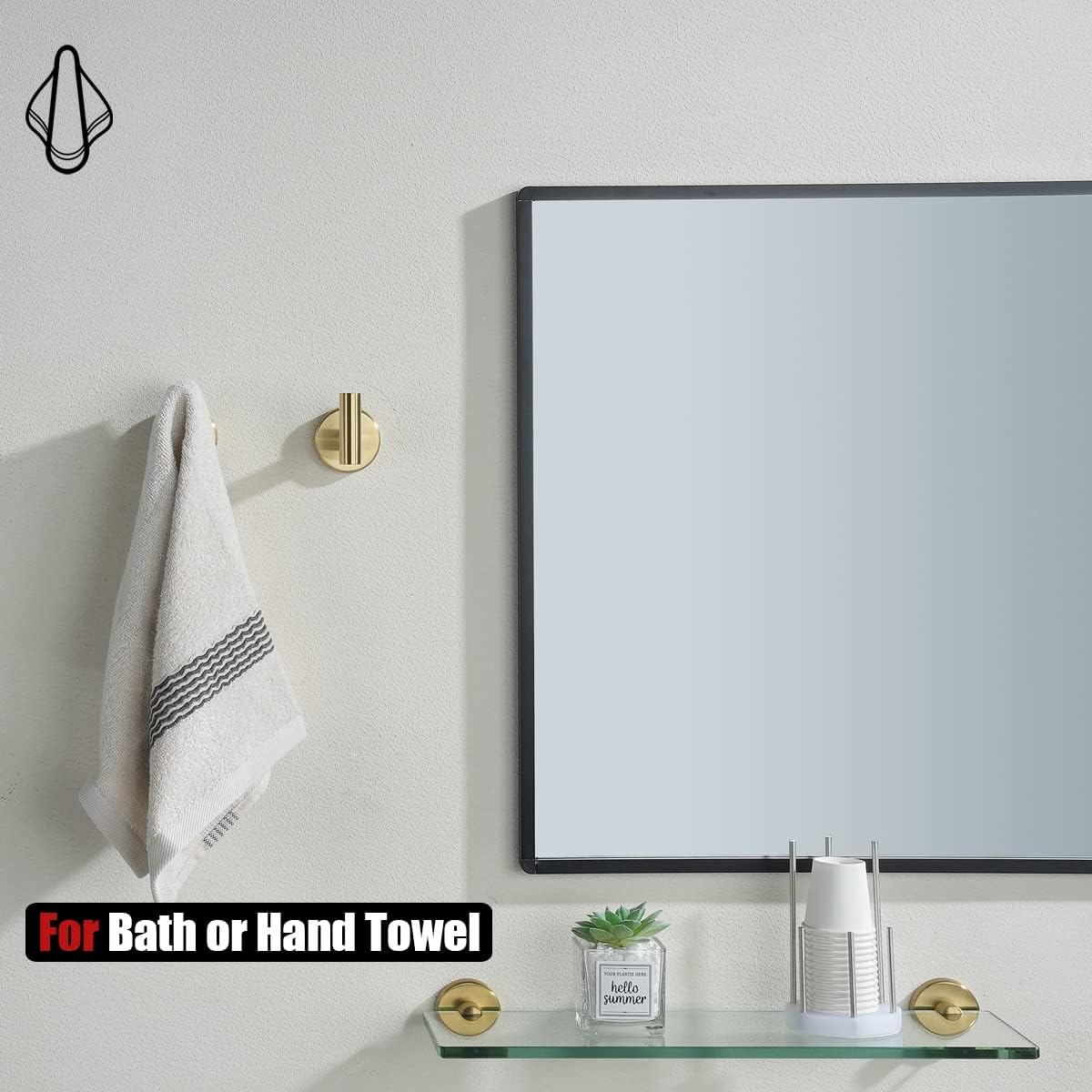 JQK Bathroom Hardware Set Gold, 5-Piece Bath Accessories Set Brushed Gold Wall Mount includes 24 in Towel Bar, 7 in Towel Ring, Toilet Paper Holder, 2 Towel Hooks, BAS165-BG