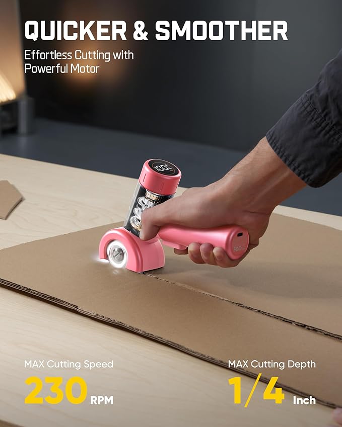 Fanttik C8 Nano Easyswap Cordless Electric Scissors with LED Display, Type-C Rechargeable Cardboard Cutter with 2 Blades, EasySwap Blade Change, LED Light, for Thin Cardboard Carpet Leather, Pink