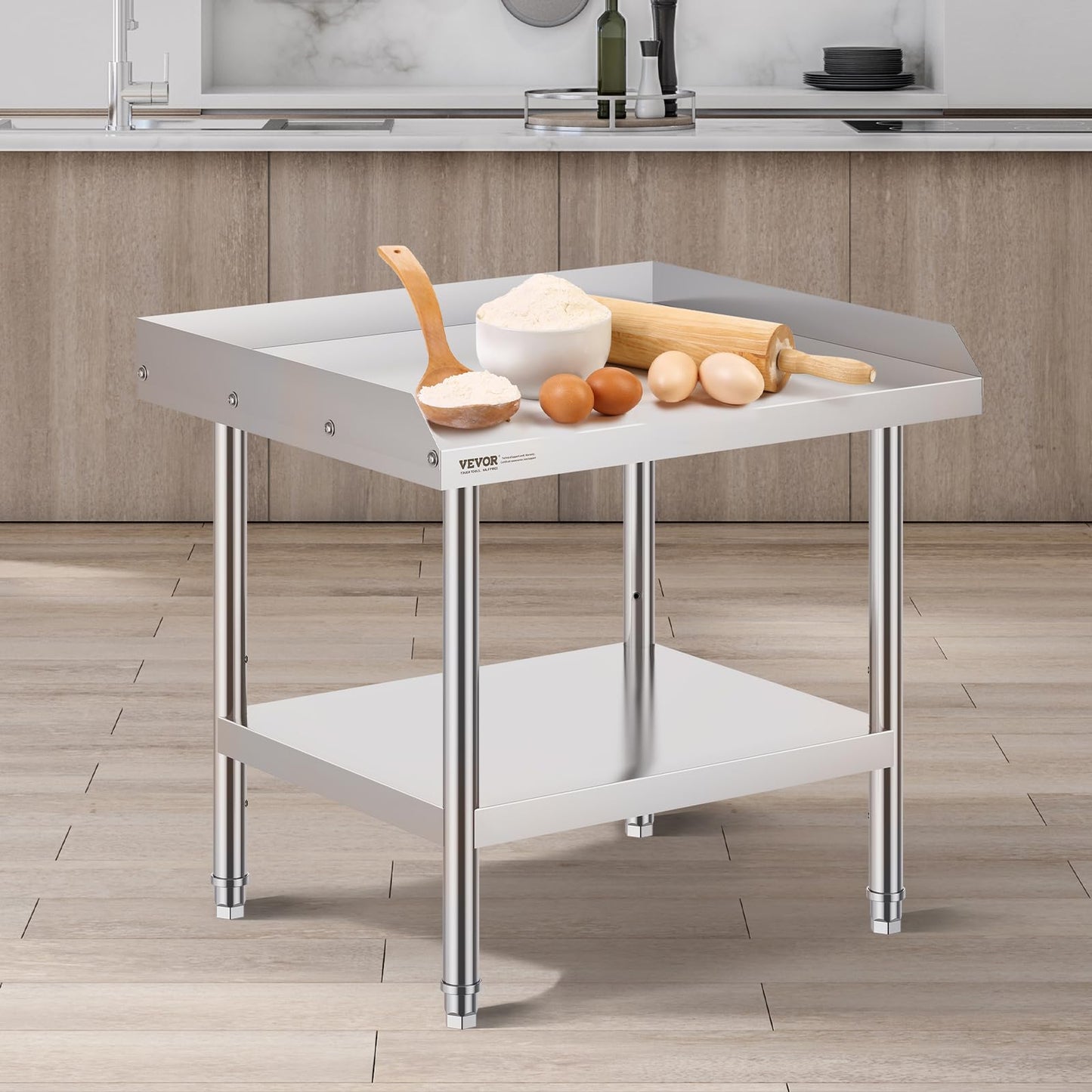VEVOR Stainless Steel Equipment Grill Stand, 24 x 28 x 24 Inches Stainless Tables with Adjustable Storage Undershelf, Equipment Stand Grill Table for Hotel, Home, Restaurant Kitchen