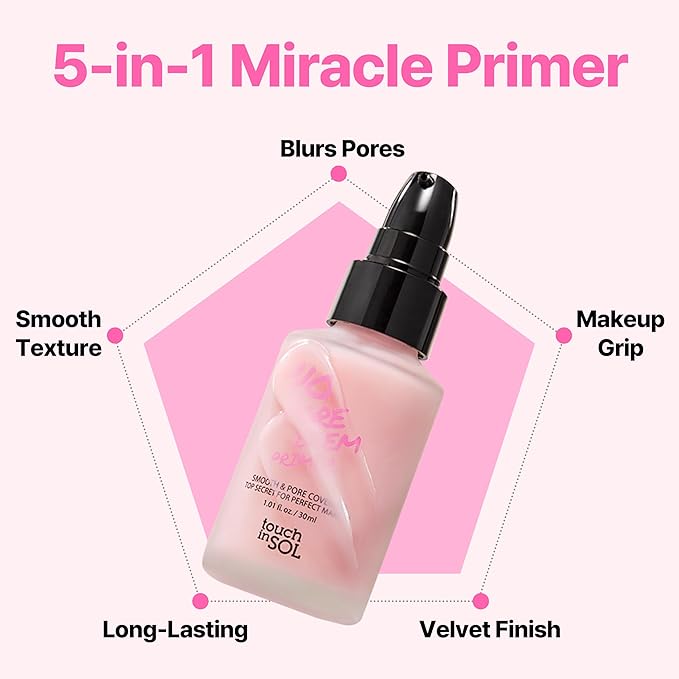 TOUCH IN SOL Best Korean Primer Duo – No Poreblem & Redness Correcting Base – Perfect for Oily Skin & Redness Neutralization – 1.01 fl.oz Each (30ml)