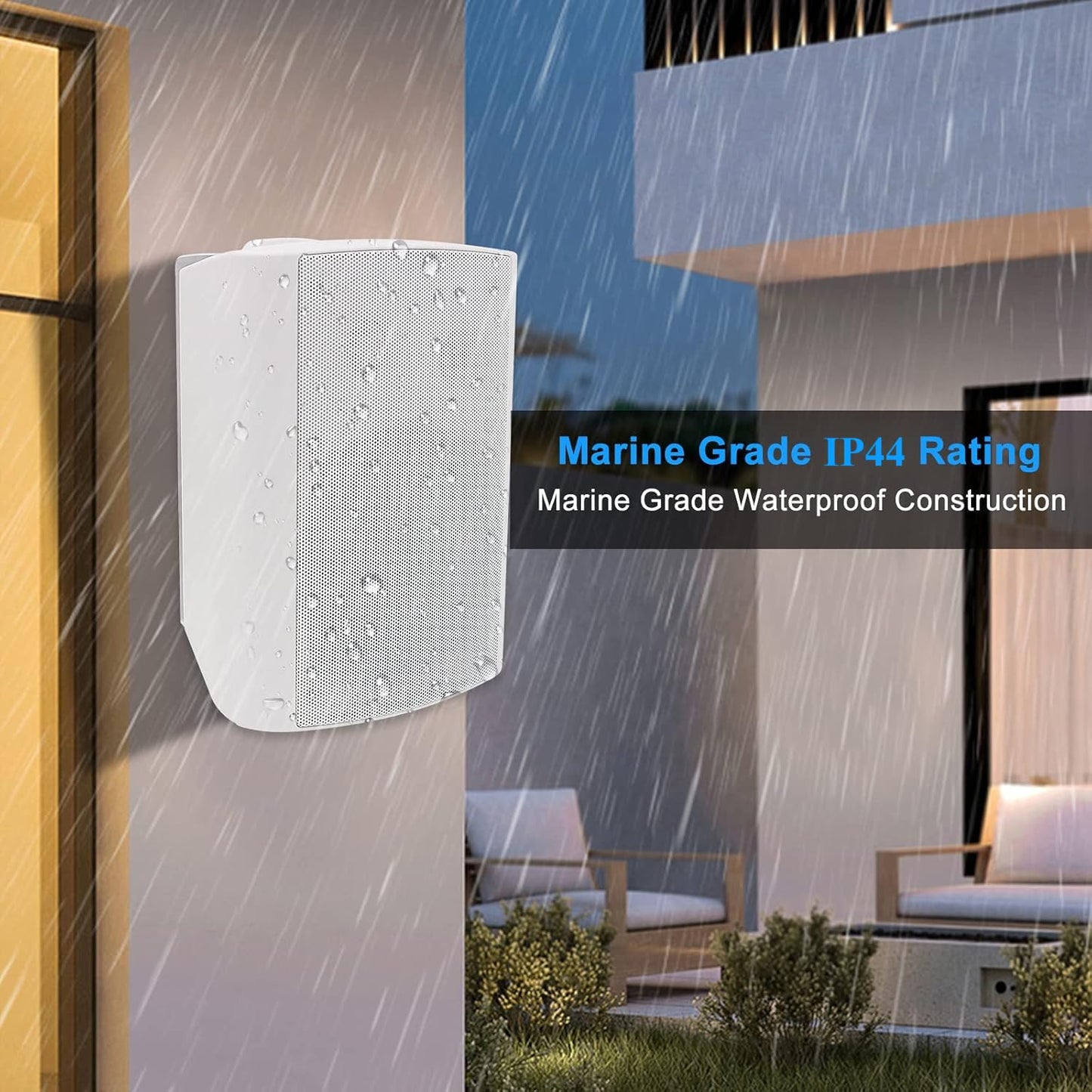 Herdio 6.5 Inches Outdoor Speakers Wired Waterproof Passive,Wall Mount Speakers With 800 Watts Powerful Bass For Home Patio Gard