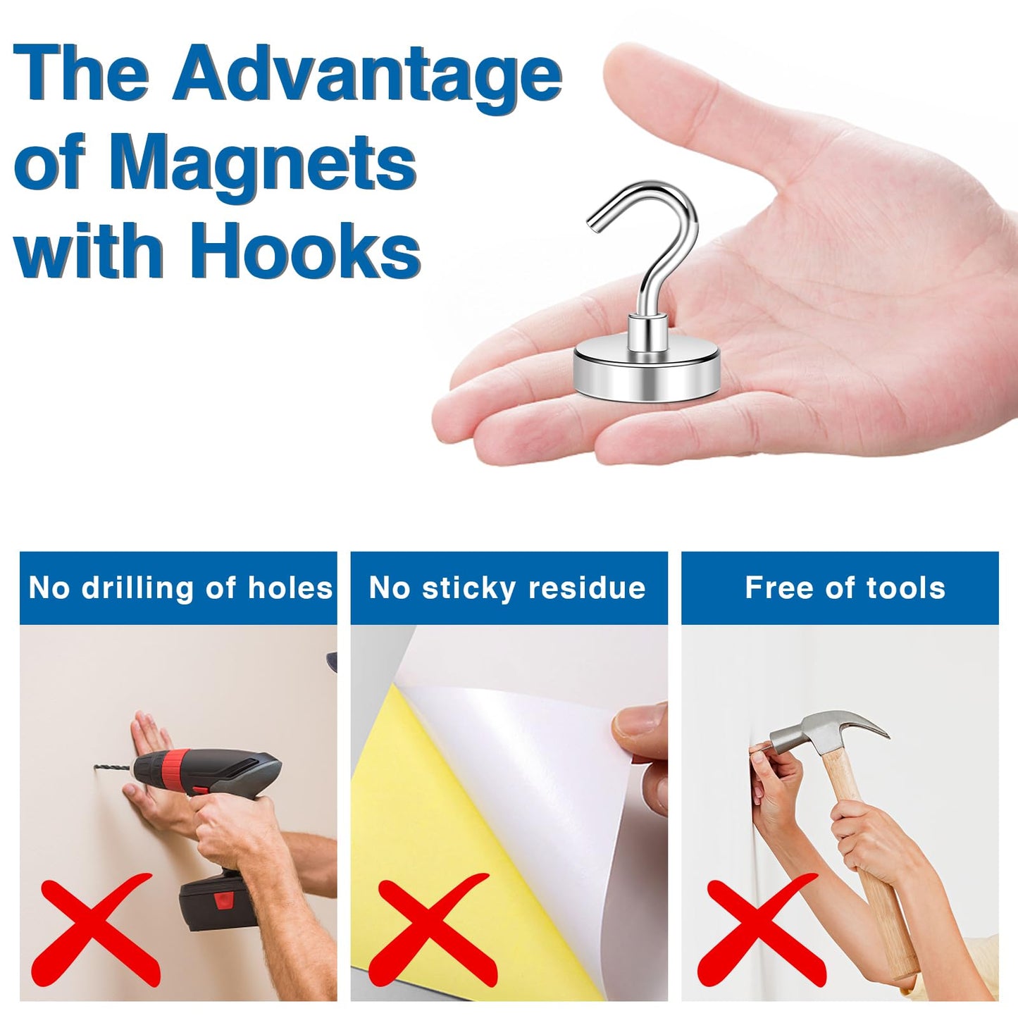 LOVIMAG Strong Magnetic Hooks, 120LBS Magnet Hooks for Cruise Cabin, Super Powerful Neodymium Magents for Cruise Essentials Must Haves, Heavy Duty Magnets for Metal Door, Refrigerator,Ceiling - 6 Pcs