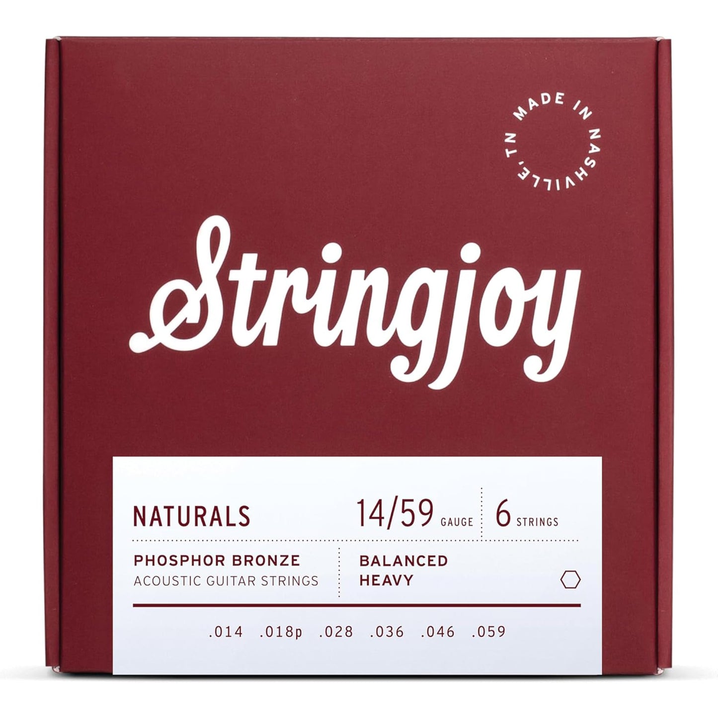Stringjoy NB1459 Phosphor Bronze Acoustic Guitar Strings, 14-59 Balanced Heavy Gauge, Acoustic Guitar Strings for Clear Tones, D