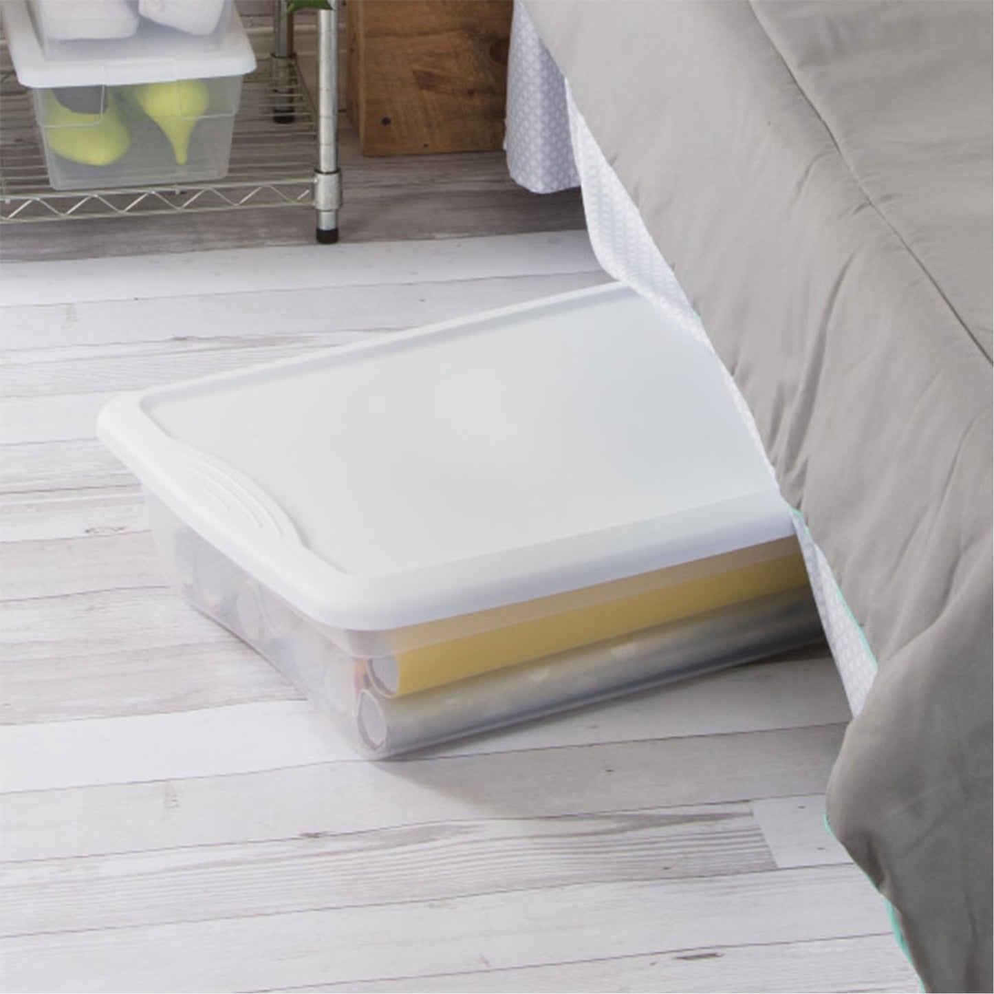 Sterilite 6-Pack 41 Quart Storage Box, Stackable Clear Plastic Bins with Snap-On Lids - Heavy-Duty Organizing Containers for Closet, Bathroom, and Office