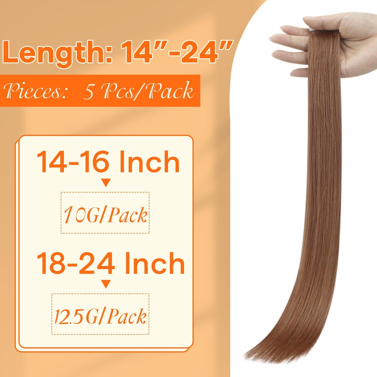 Full Shine Seamless Injected Tape in Extensions Color Orange 330 Skin Weft Virgin Injection Tape in Hair Extensions Human Hair 1