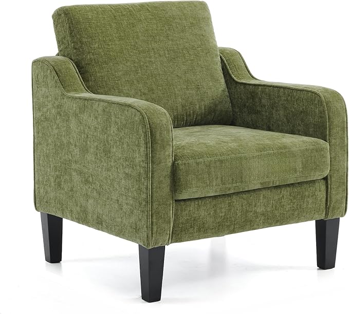 VINGLI Accent Chair for Living Room Chairs Olive Green Reading Chair for Bedroom Scooped Arm Chair Mid Century Modern Acce...