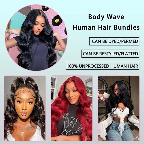 12A Human Hair Bundles Body Wave 16 18 20Inch 100% Brazilian Human Hair Quick Weave Bundles Natural Black Hair Extension