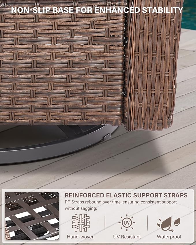 Belord High Back Outdoor Patio Furniture Set - Wicker Outdoor Swivel Rocker Patio Chairs with Sofa and Ottoman, All-Weather Patio Conversation Set for for Patio Deck Backyard