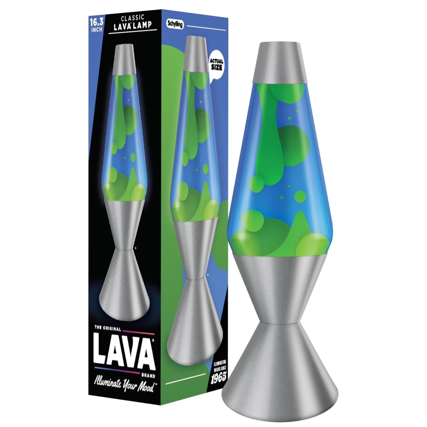 Lava The Original Lamp - 16.3" Emerald Tide – Classic Liquid Motion Lamp - Yellow Wax and Blue Liquid - Item #5139 (Amazon Exclusive)