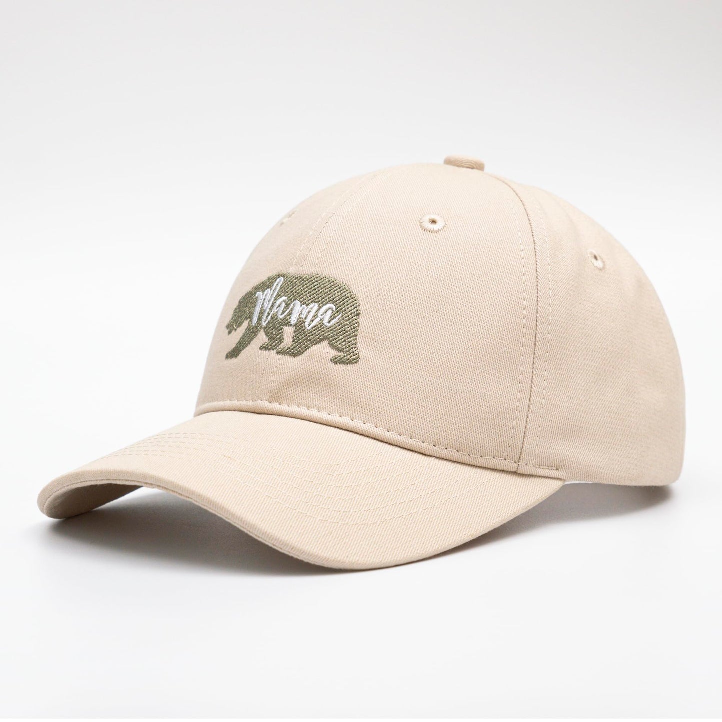 KOLWOVEN Mama Bear Embroidered Baseball Cap, Stylish Distressed Hat for Women, Perfect Mother's Day or Birthday Gift for Mom (US, Alpha, One Size, Cream)