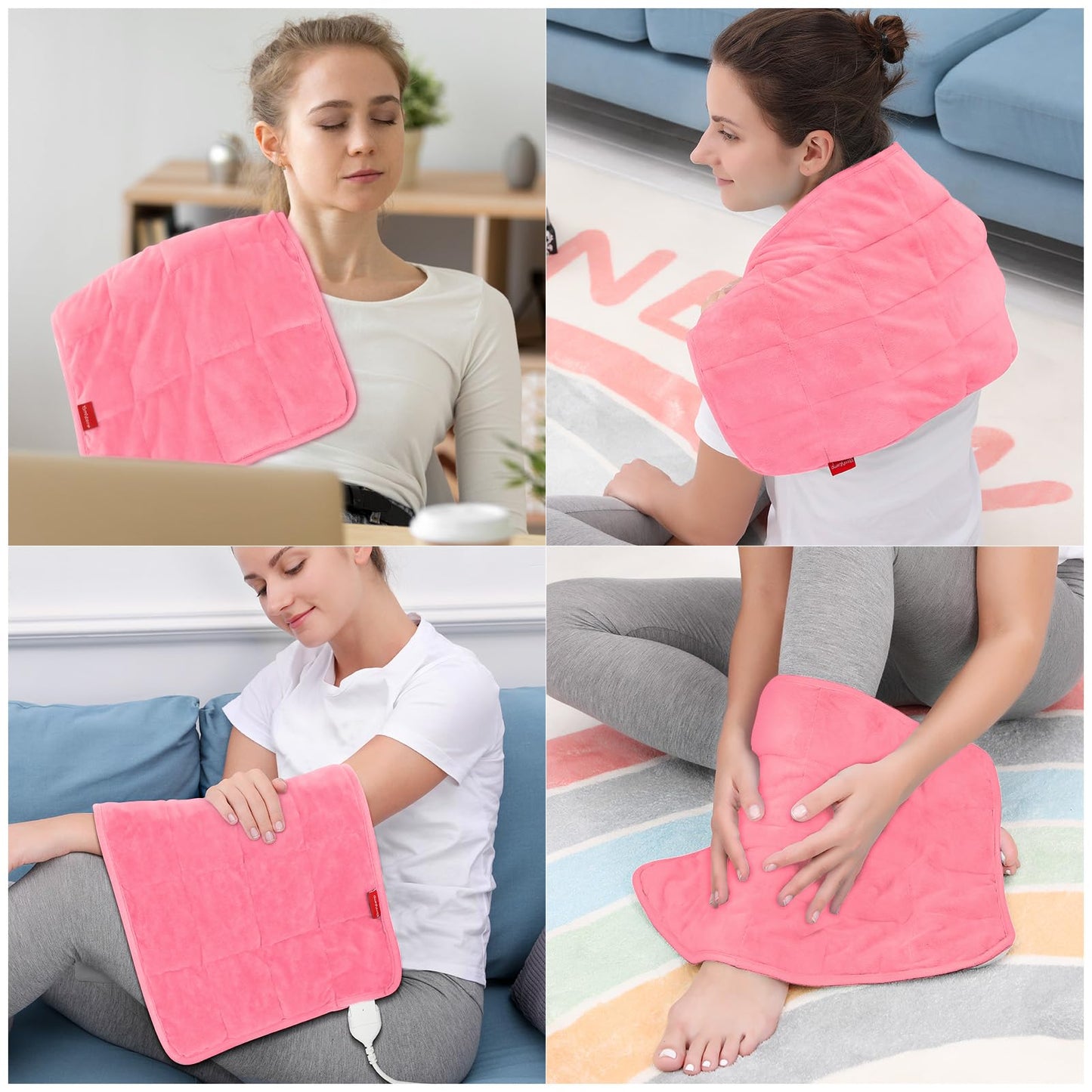 Comfytemp Weighted Heating Pad for Back & Period, FSA Eligible Electric Heat Pad, Valentines Day Birthday Gifts for Mom Women, 2.2 lb HSA Approved Neck Shoulder Heated Pad, 2H Auto-Off, 12x24, Pink