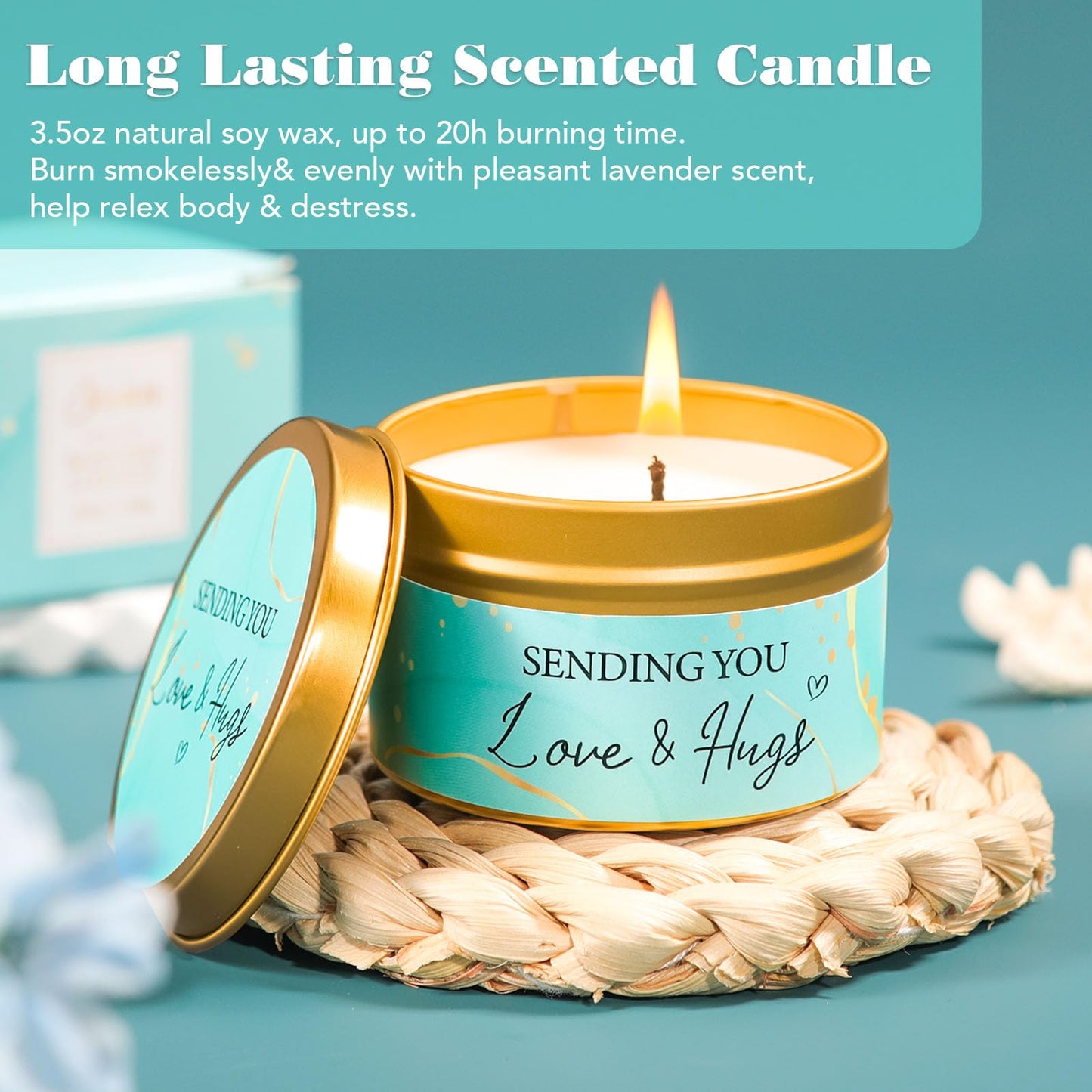 Birthday Gifts for Women, Self Care Friendship Gifts, Relaxing Spa Gifts Basket Care Package w/Luxury Flannel Blanket, Unique Ideas for Mom Her Friend Sister Wife (Ocean)
