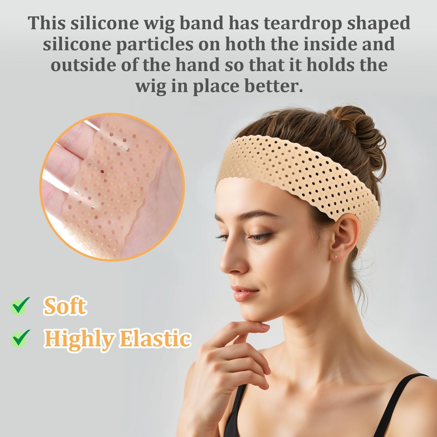 TIESOME Adjustable Silicone Wig Headband Grip, 2 PCS Wig Grip Band Adjustable Elastic Fixed Non Slip Wig Straps Women Men Wig Ba