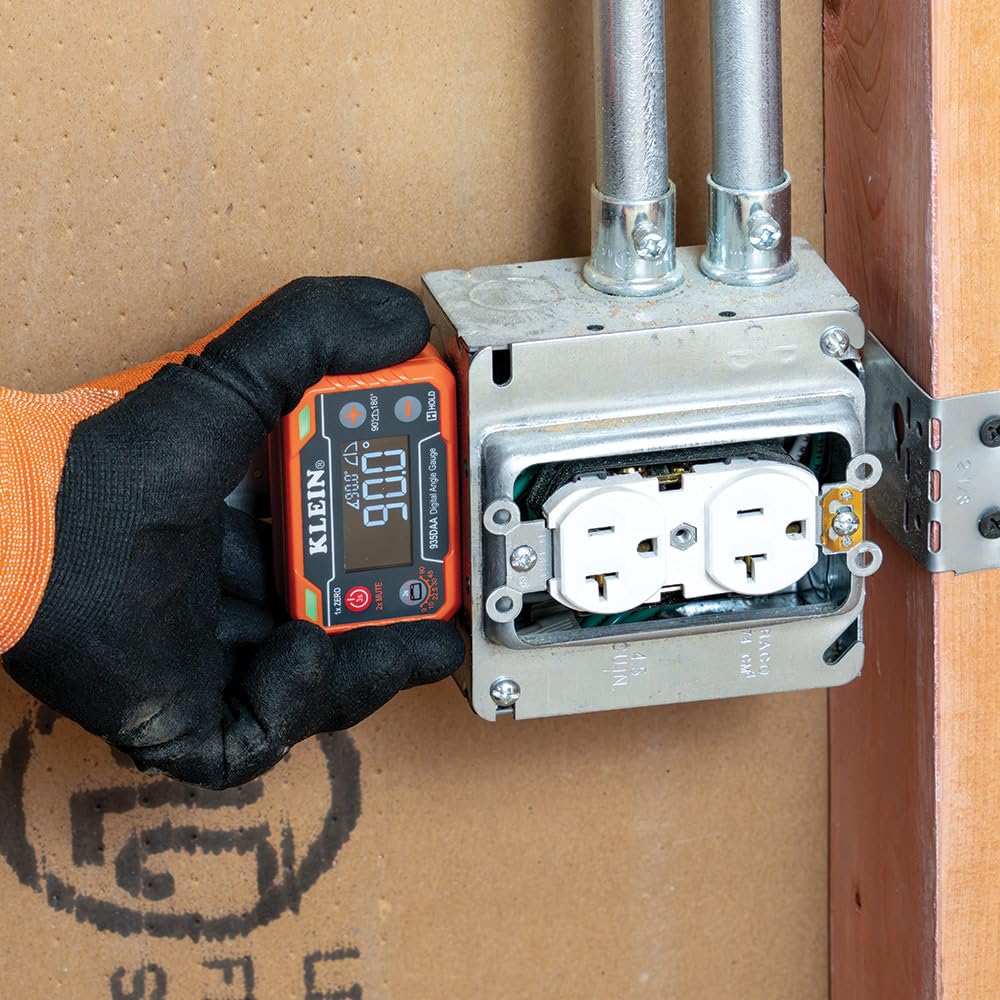 Klein Tools 935DAA Digital Electronic Level and Angle Gauge, LED Alert, Measure and Set Angles, 0-90 and 0-180 Degree Ranges