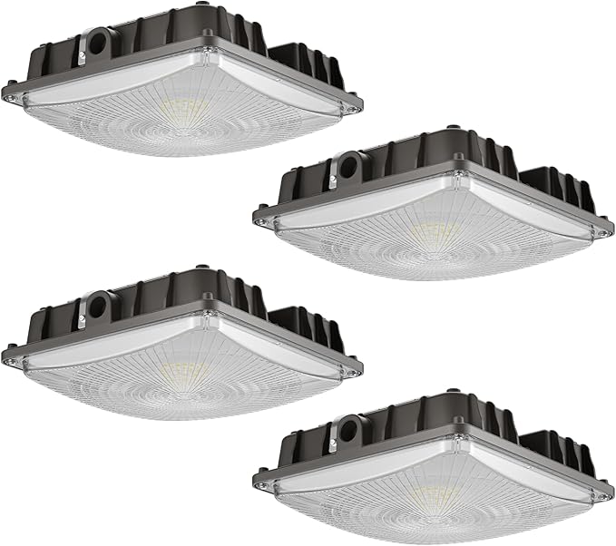 JC-LGL LED Canopy Lights, 40W, 5600LM, 5000K, 0-10V Dimmable, 120-277VAC, IP65 Waterproof, UL Listed, Commercial LED Canop...