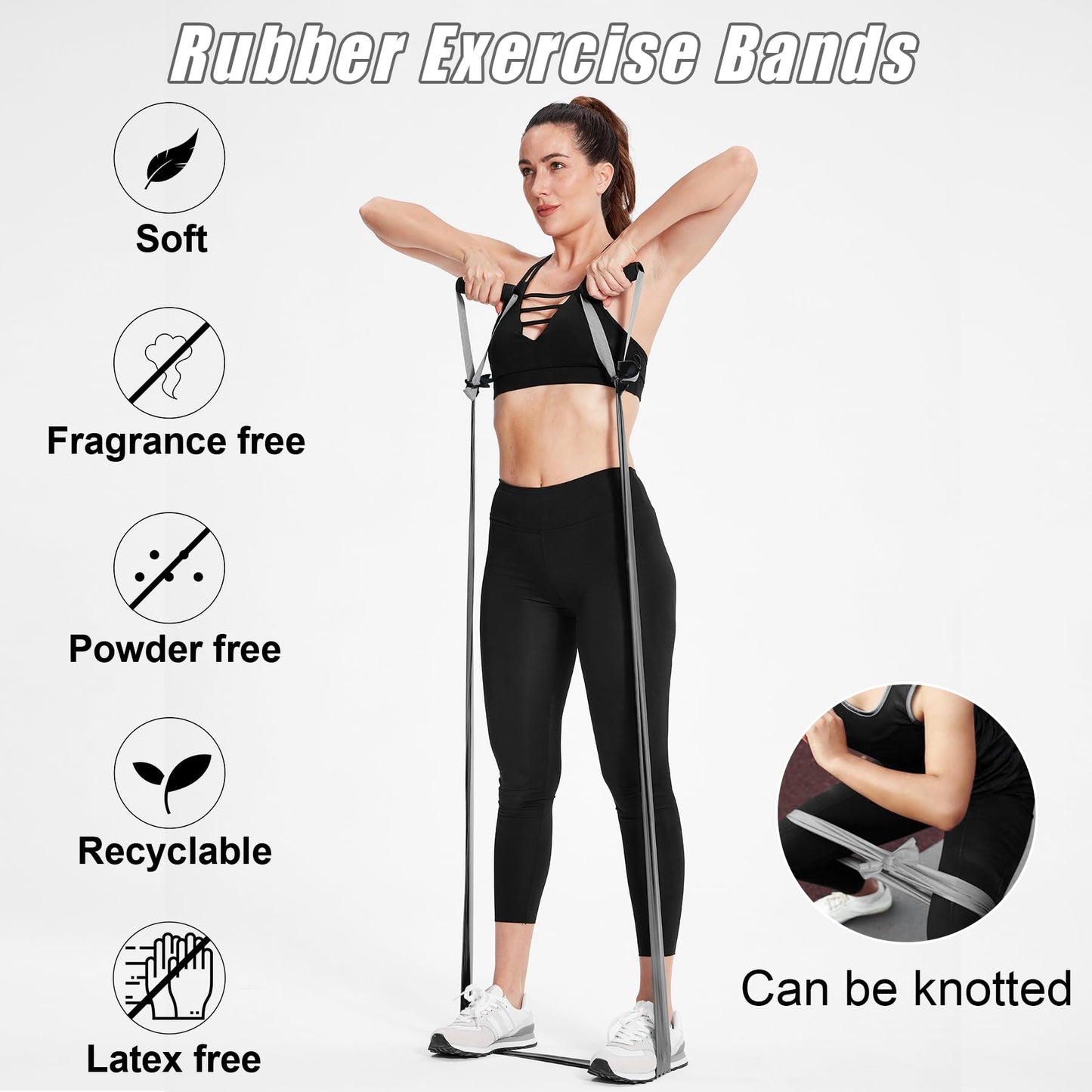 Exercise Bands Resistance Bands Set with Handles, Stretch Bands Workout Bands for Stretching, Latex Free Fitness Physical Therapy Bands Suitable for Rehab, Yoga, Pilates, Gym, Home Exercise