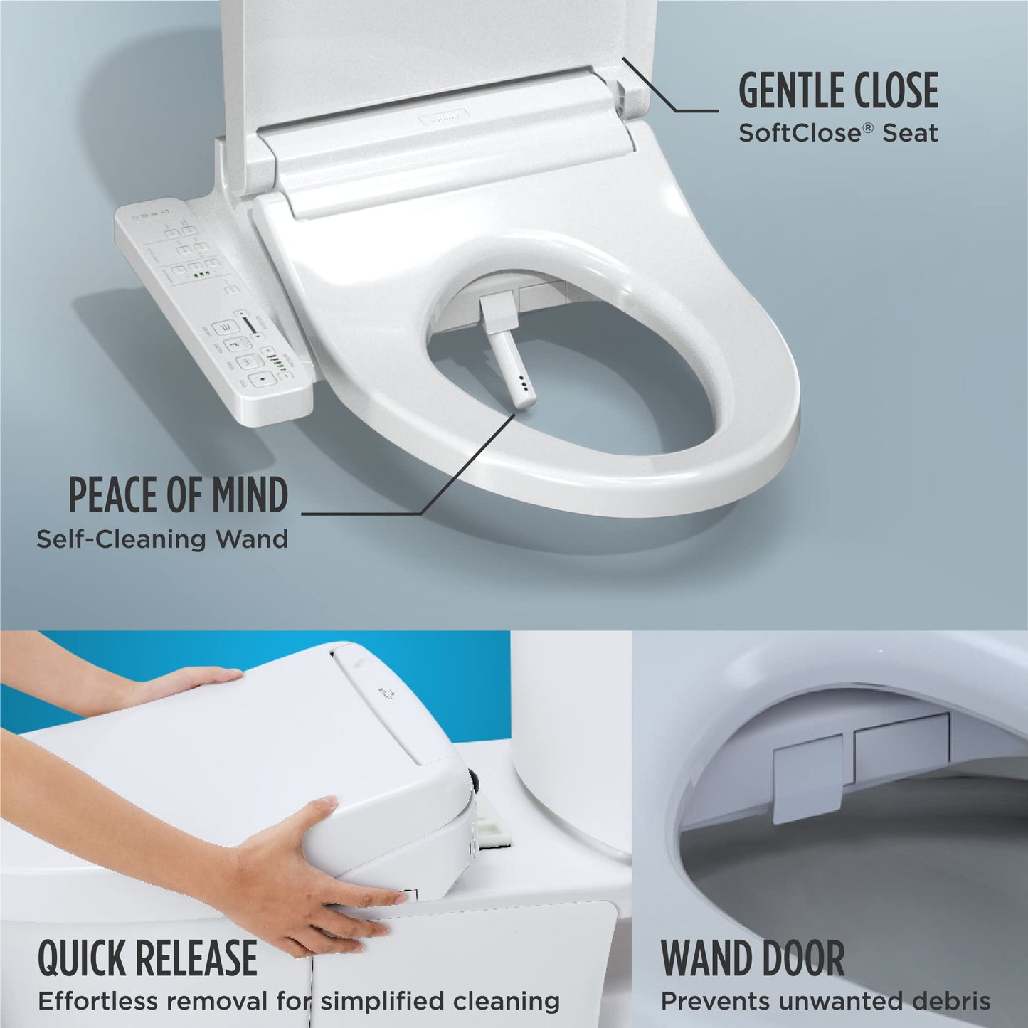 TOTO® WASHLET® KC2 Electronic Bidet Toilet Seat with Heated Seat and SoftClose Lid, Round, Cotton White - SW3023#01