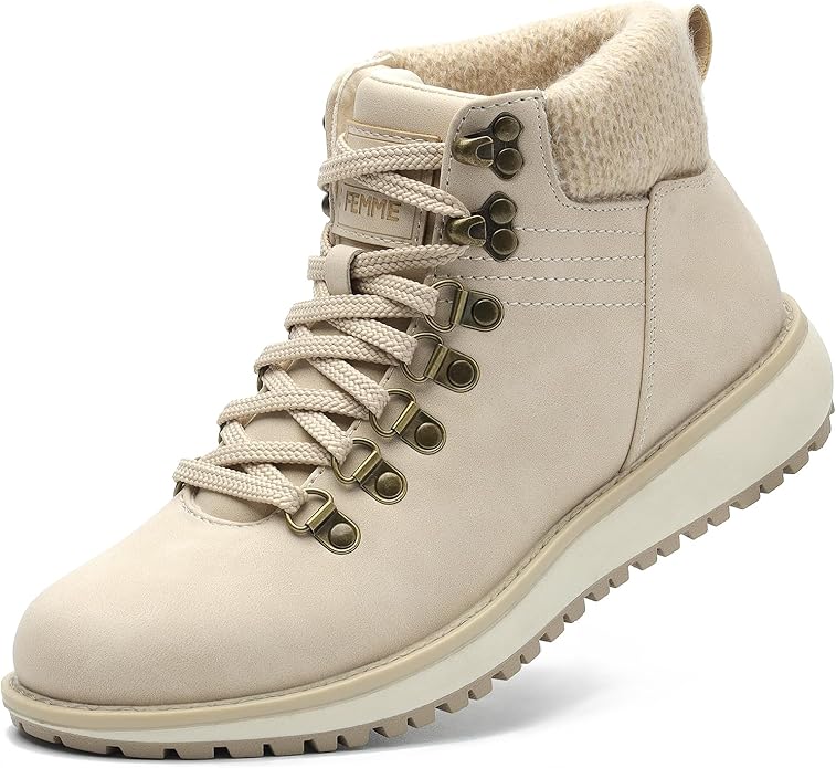 ANJOUFEMME Womens Comfy Hiking Boots-Casual Outdoor Lace up Ankle Booties Work Boots LightWeight Winter Shoes for Walking ...