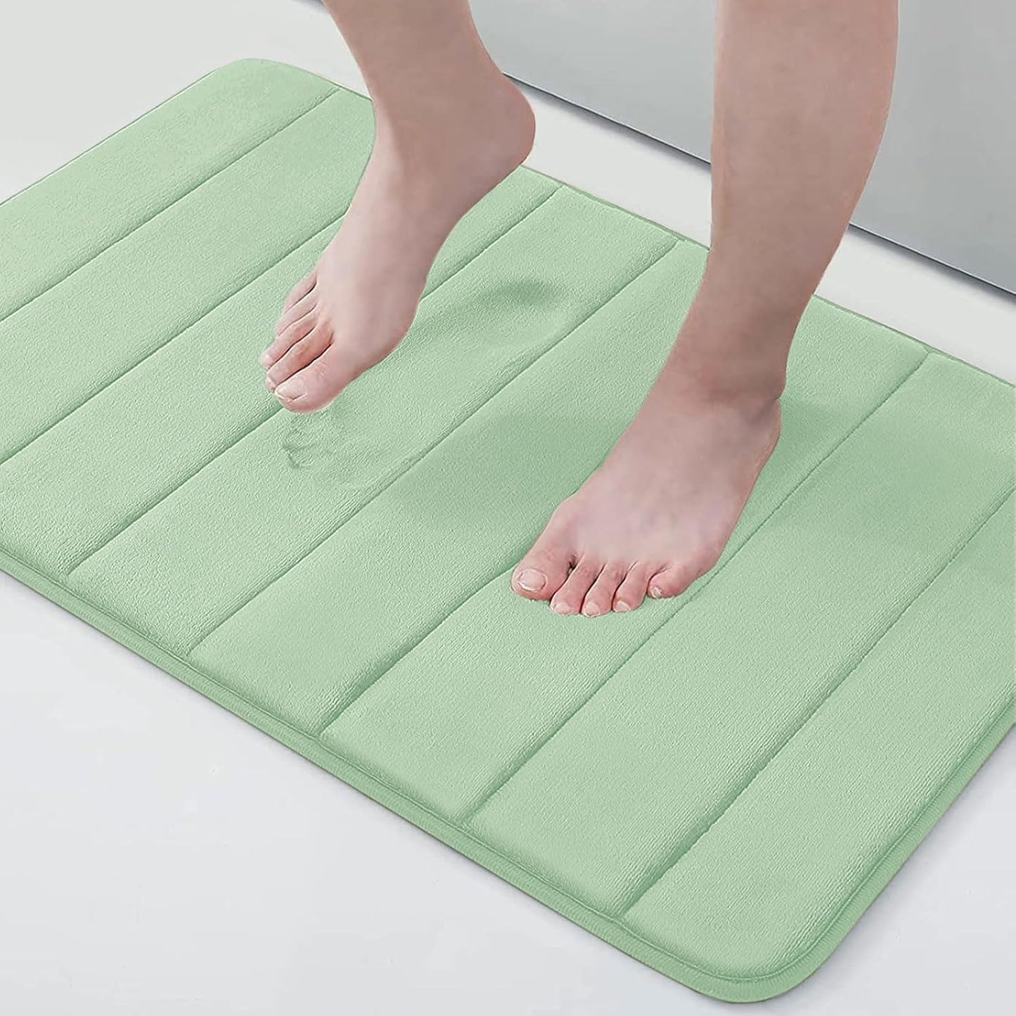 Buganda Memory Foam Bath Mat, 24" x 16", Ultra Soft and Non-Slip Bathroom Rugs, Water Absorbent and Machine Washable Bath Rug for Bathroom, Shower, and Tub, Sage Green