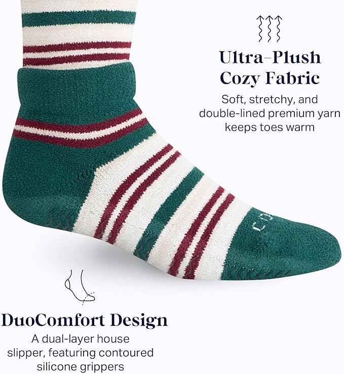 Comrad CozyGrip Slipper Socks - 10-15mmHg Graduated Compression Socks - Dual-Layer Knee High Socks with Anti-Slip Grips