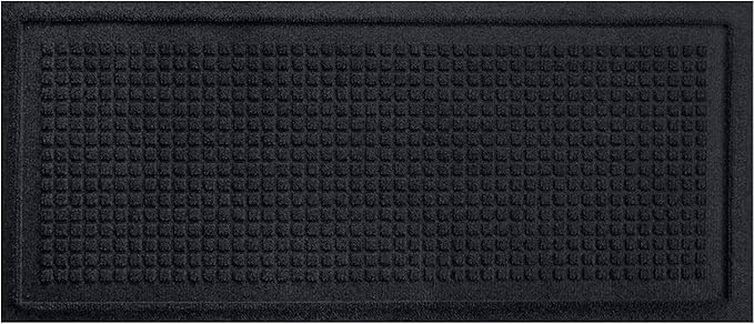 Bungalow Flooring Waterhog Indoor/Outdoor Boot Tray, 15 by 36 inches, Made in USA, Skid Resistant, Easy to Clean, Catches Water and Debris, Squares Pattern, Charcoal