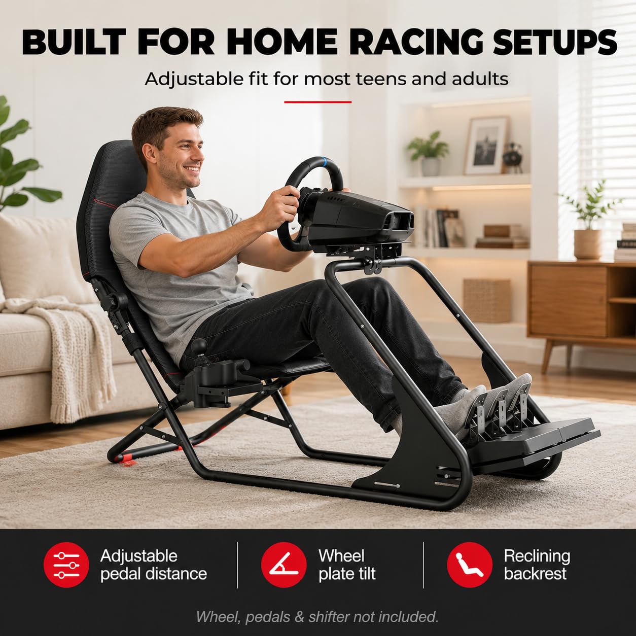 RACGTING Racing Simulator Cockpit - Adjustable Sim Racing Cockpit with Seat Compatible with Logitech G920 G29 G923, Thrustmaster T248 T300 T150 TX, for Xbox PS5 PS4 PC, Fits Fanatec DD1/DD2