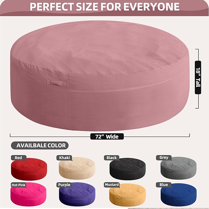 HABUTWAY XX-Large Bean Bag Chair: Giant 7' Memory Foam Furniture Bean Bag Chairs for Adults with Microfiber Cover 7Ft（Soft Pink）