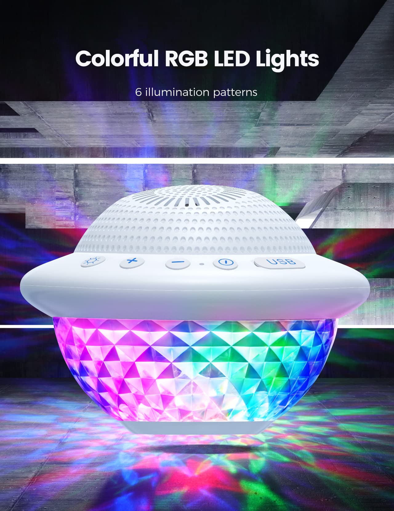 Floating Pool Speakers With Colorful Led Lights, Ipx7 Waterproof Hot Tub Bluetooth Speaker, 10W Stereo Loud Sound, Built-In Mic,