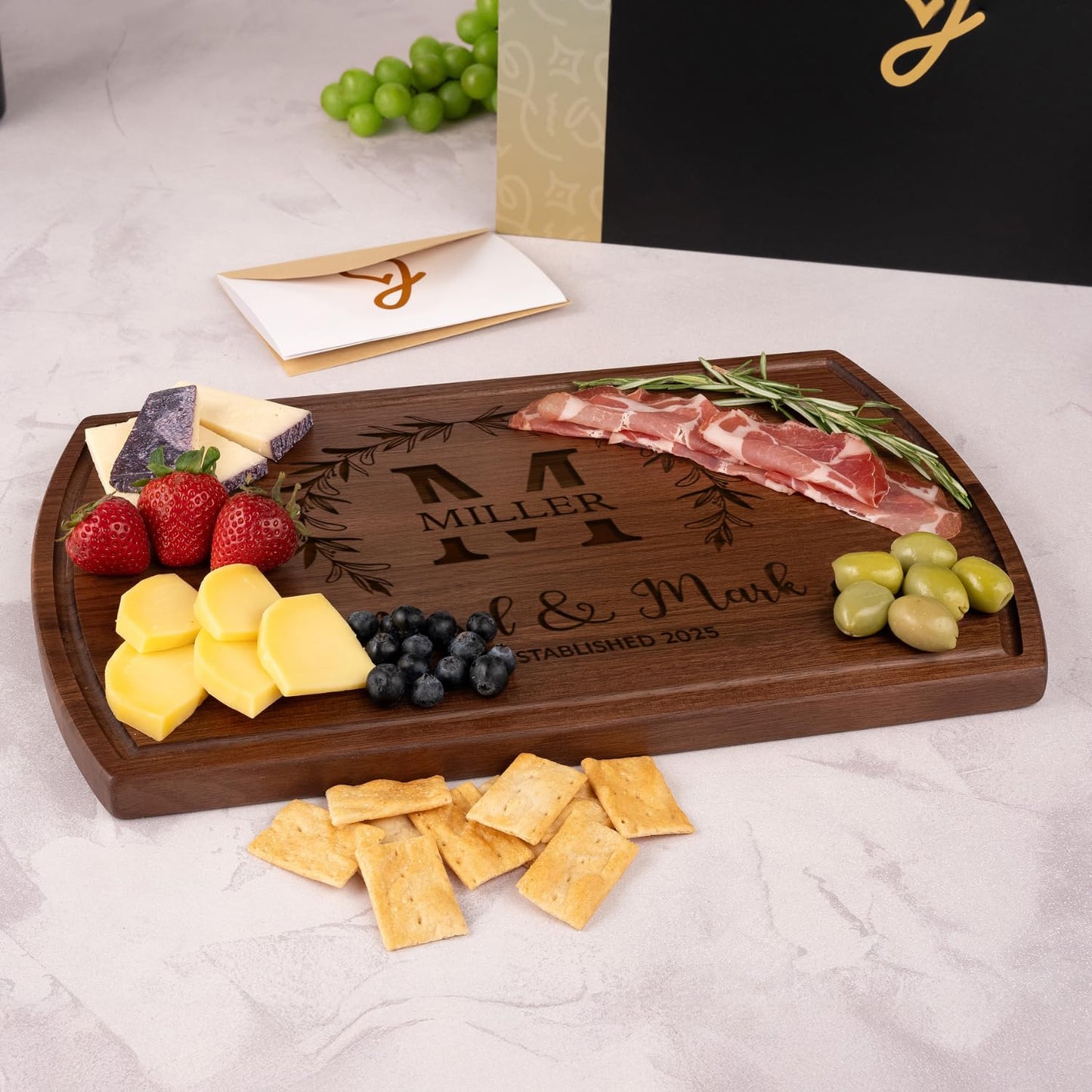 Personalized Wedding Gifts for Couples 2025, Custom Walnut Cutting Board for Kitchen, Personalized Bridal Shower, Best Wedding Registry and Engagment Gift