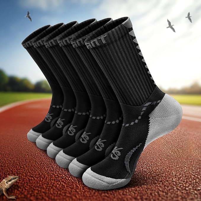 Men Socks,Athletic Running Socks Compression Wicking For Men Sports Hiking Fishing Cushioned Sole Arch Support