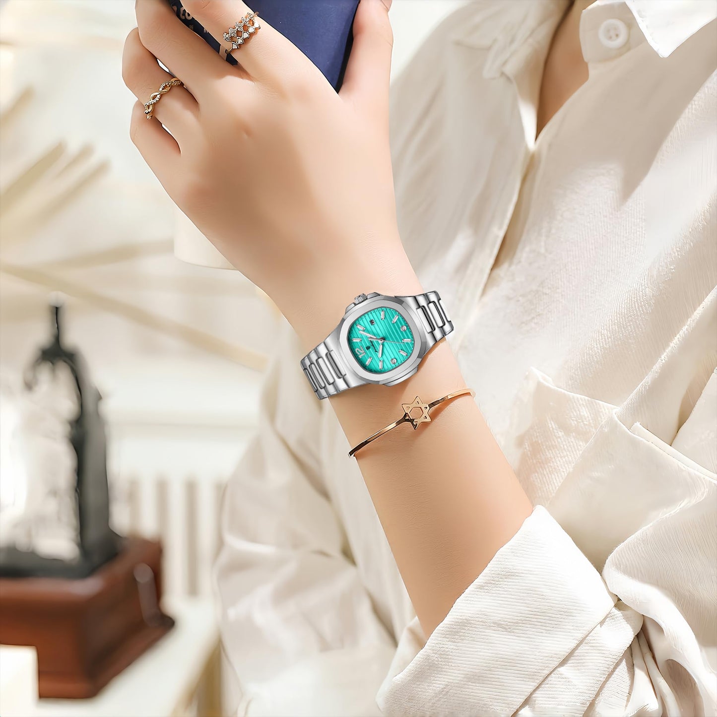 TIMGUX Watch for Women Business Dress Analog Quartz Two Tone Stainless Steel Waterproof Luminous Date Luxury Casual Wrist Watch