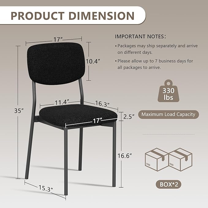 Einhomn Upholstered Dining Chairs Set of 6, Stackable Modern Dining Room Chairs, Kitchen Chairs w/Soft Velvet Backrest & Sturdy Metal Legs for Restaurant, Living Room, Black