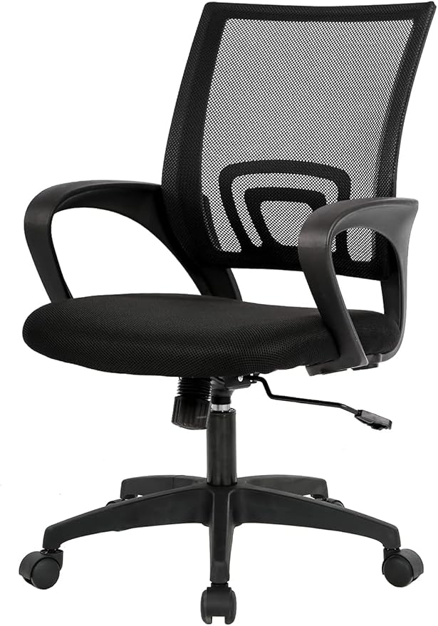 BestOffice | Ergonomic Office Chair | Mid-Back Swivel Desk Chair | Breathable Backrest & Lumbar Support | Adjustable Heigh...