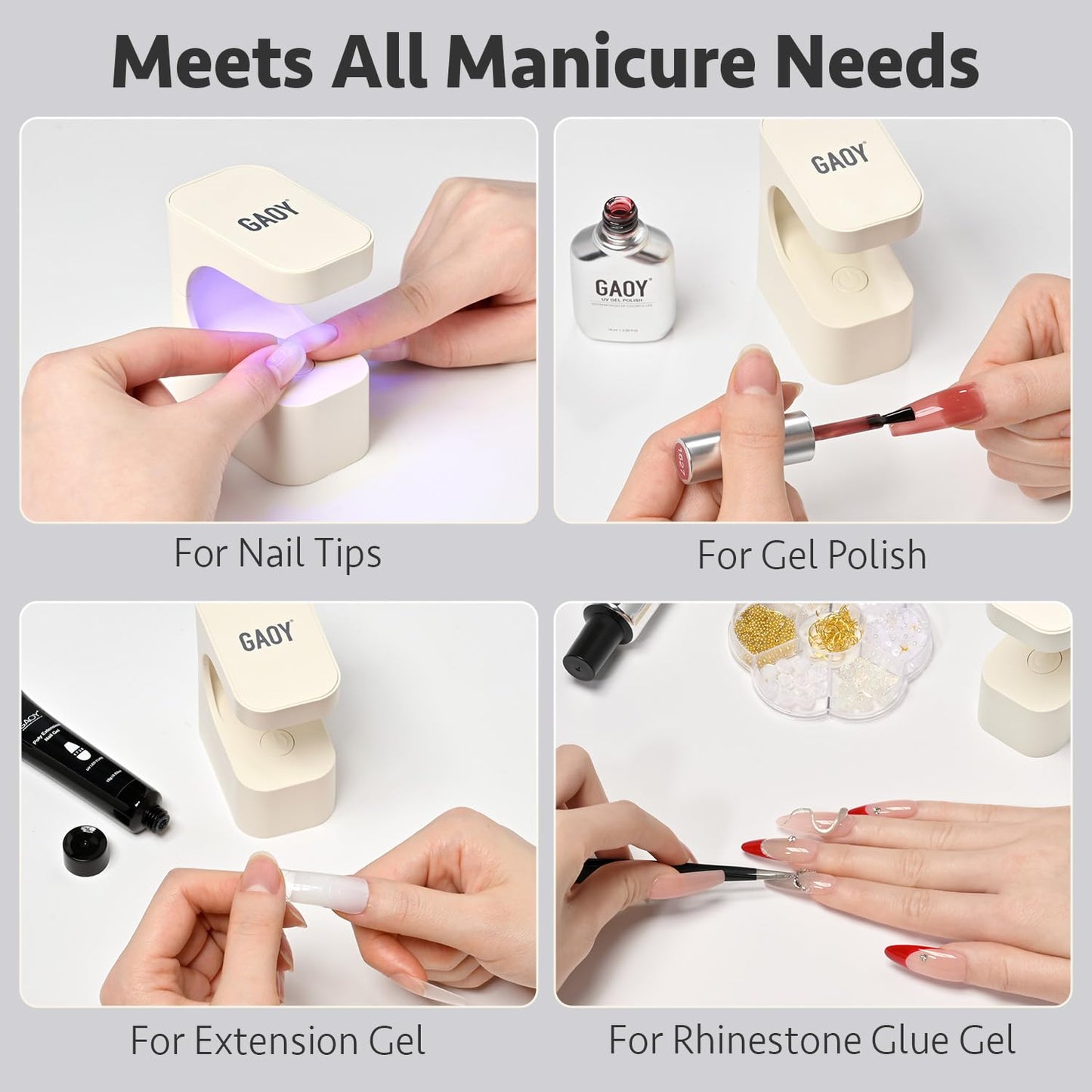 GAOY Mini UV Light for Gel Nails, Rechargeable LED Nail Lamp with 2 Timers, Cordless Portable UV Light for Fast Curing, Creamy W