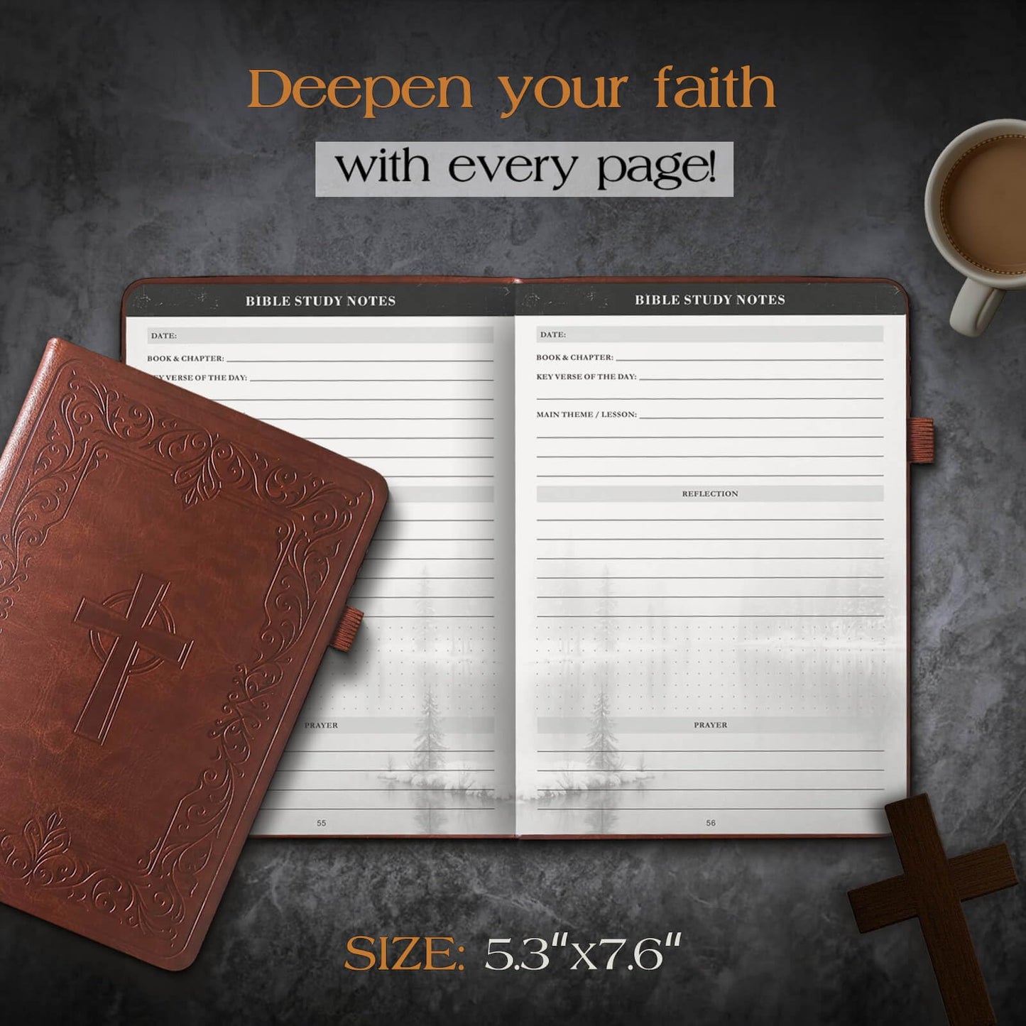 Christian Bible Journal for Men – Premium Eco-Leather Undated Bible Study Notebook, Devotional & Prayer Journal | Perfect Christian Gift for Men | Ideal for Graduation, Pastor, Baptism & Church