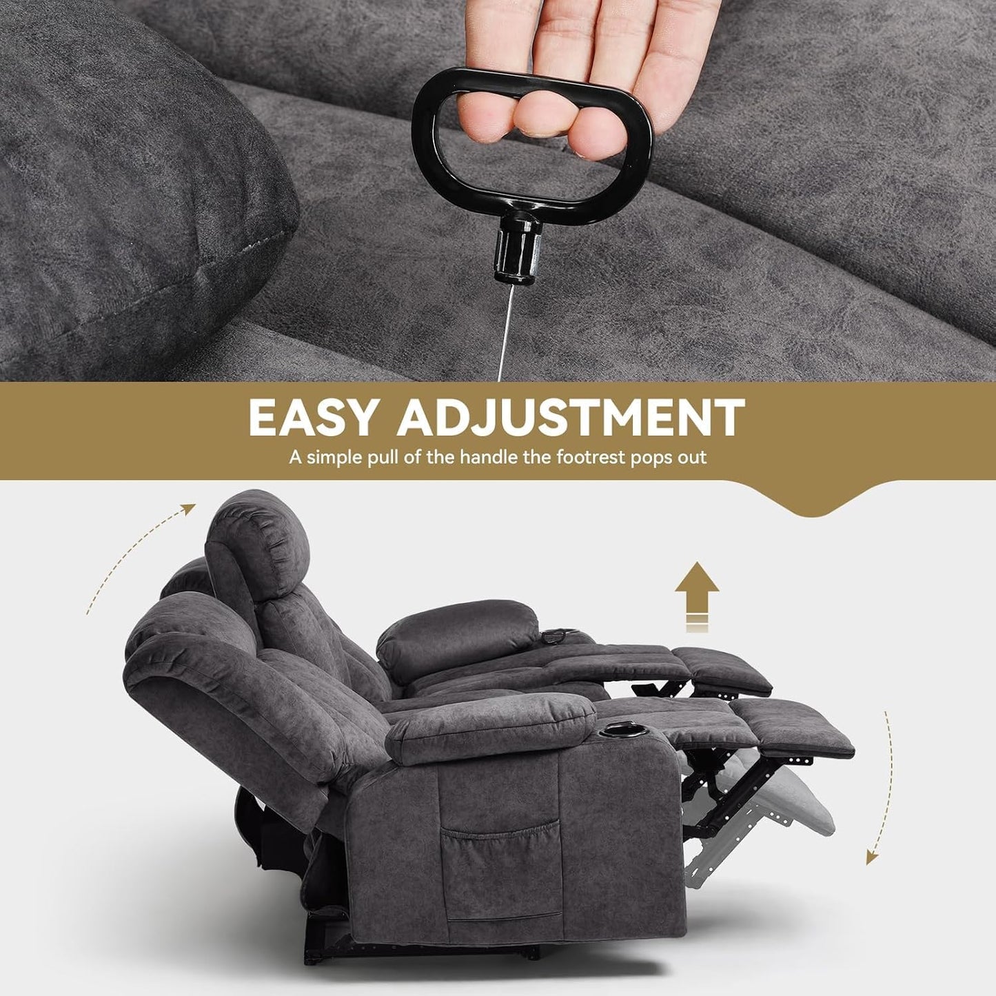 COMHOMA Loveseat Recliner Sofa,Fabric Home Theater Seating Seats,RV Manual Reclining Chair with Bluetooth Speakers,Living Room Furniture Set