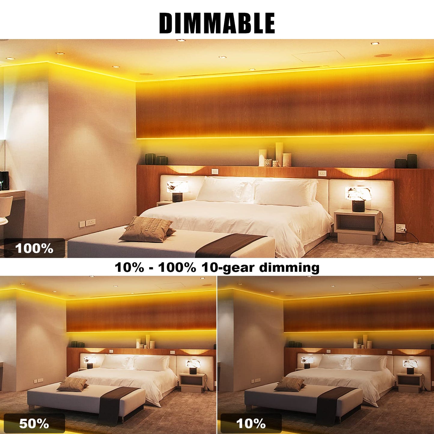 Tatazone Orange Color COB Led Strip Lights with RF Remote, 16.4ft 2000K Dimmable Bright Dotless Yellow Led Light Strip, Adhesive Indoor Gold Yellow Led Lights for Cabinet, Living Room