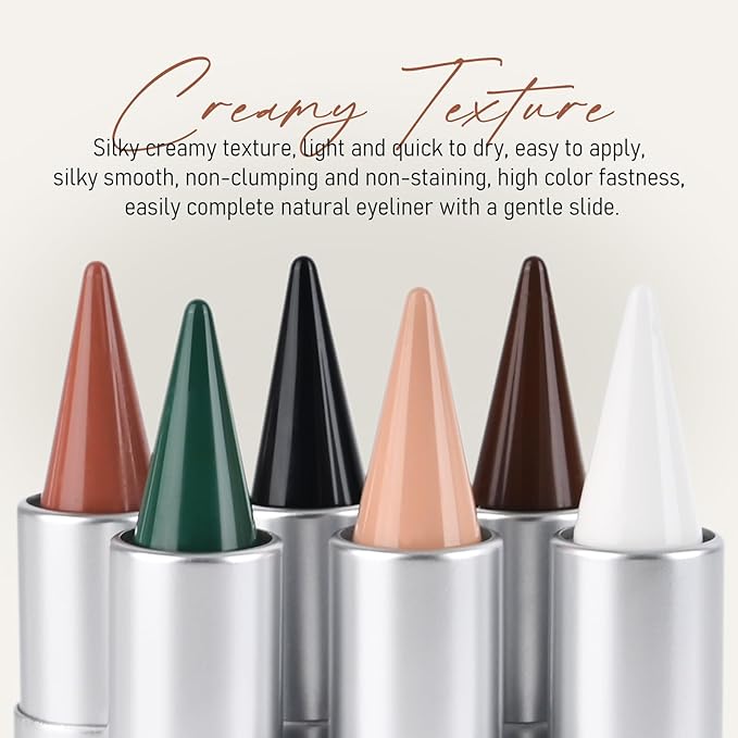 KYDA 2 Pcs White Gel Eyeliner, Natural Eyeliner Cream for Older Women, Waterline Matte Eye Liner with Brushes, Waterproof Smudge Proof Smoky Eyeshadow, Multiuse Eyes Makeup Stick