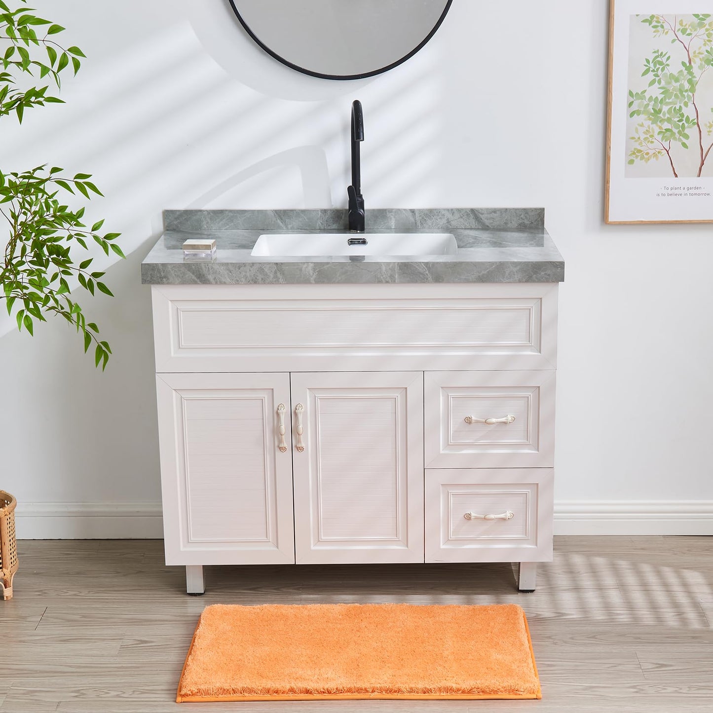 Douceur Orange Bathroom Rugs Non Slip, Super Soft Microfiber Bath Mats Washable, Fluffy Absorbent Bath Rugs for Bathroom, Quick Dry Shower Mat, 32" x 20"
