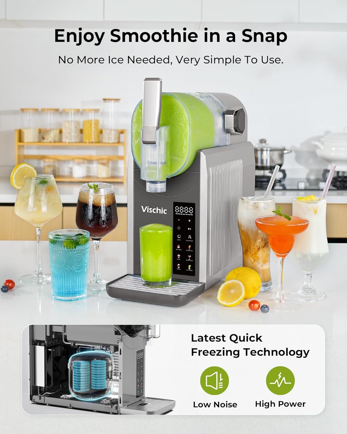 Slushy Machine for Home Use with 7 Preset Programs & Auto Cleaning Function, Frozen Drink Maker Easy to Make Slush Margarita Frappés Cocktail & More, 4H Fresh, 68oz for 7- People