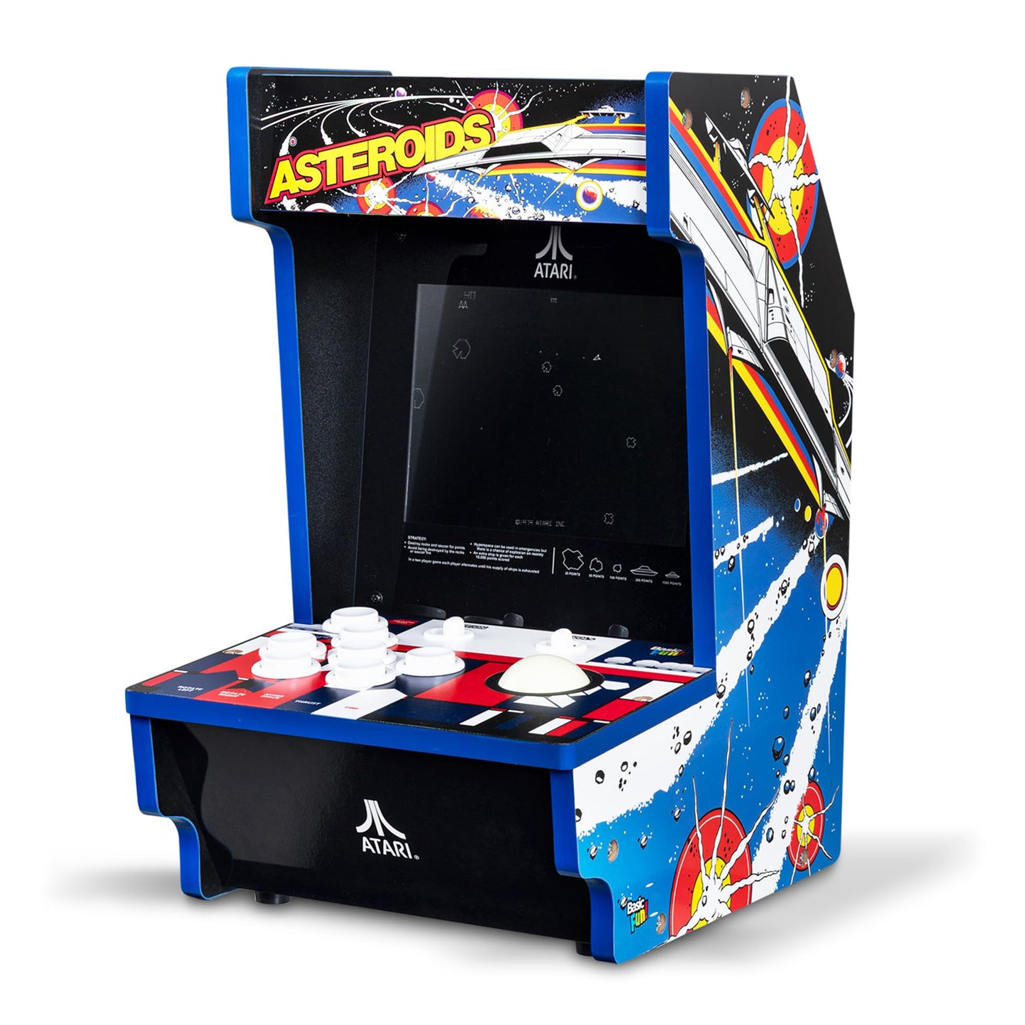 Arcade Classics - Atari Asteroids Counter Series Game Machine, 5 Games, 8" Liquid Crystal Screen - Mini Cabinet, Portable Gaming, Retro, Countertop Console, Basement Decoration, Man Cave